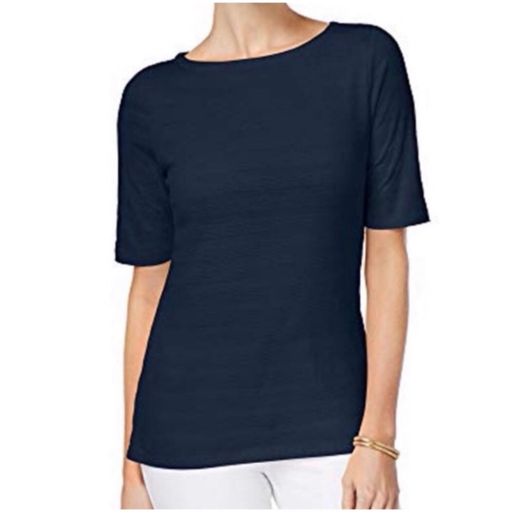 Charter Club black Textured Boatneck Top Size M
